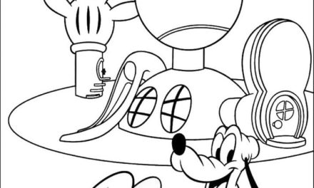 Kolorowanka: Dom Myszki Miki i psa Pluto