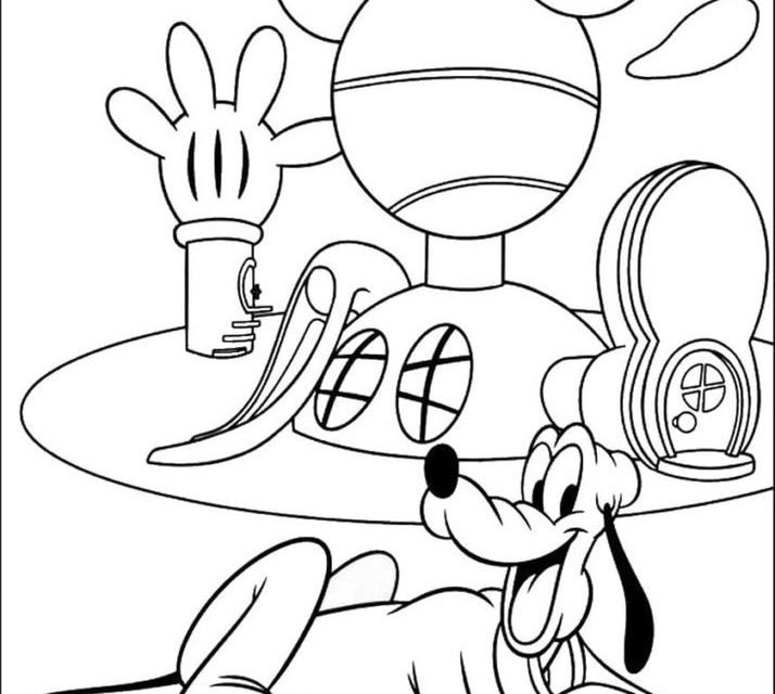 Kolorowanka: Dom Myszki Miki i psa Pluto