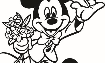 Duży szablon Myszki Miki z kwiatami