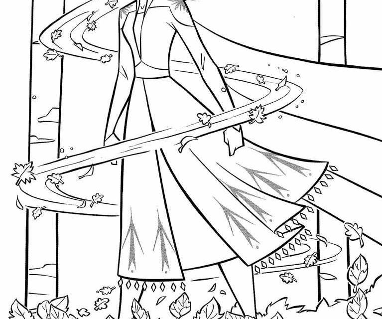 Elsa i jesienne liście kolorowanka dla starszych dzieci