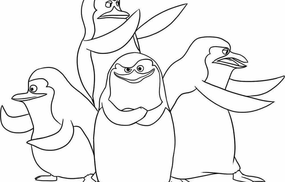 Kolorowanka Pingwiny z Madagaskaru  do druku