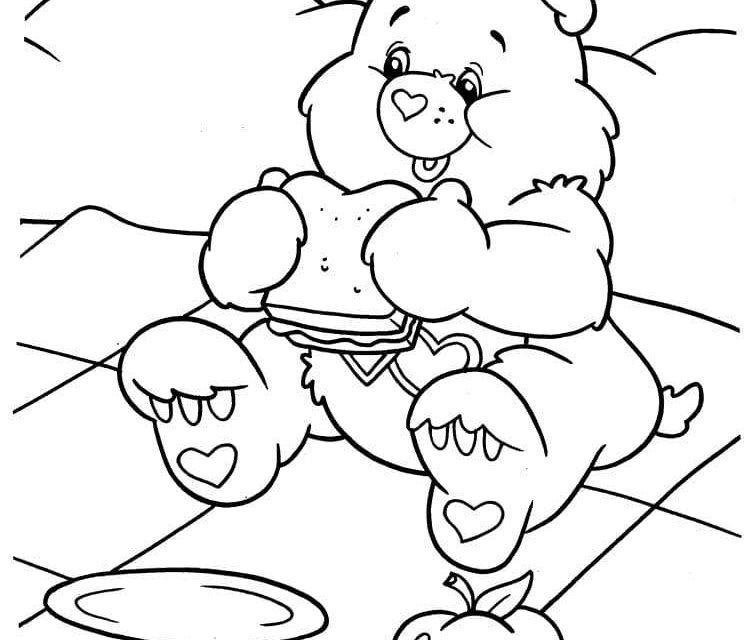 Kolorowanka Troskliwy Miś na pikniku