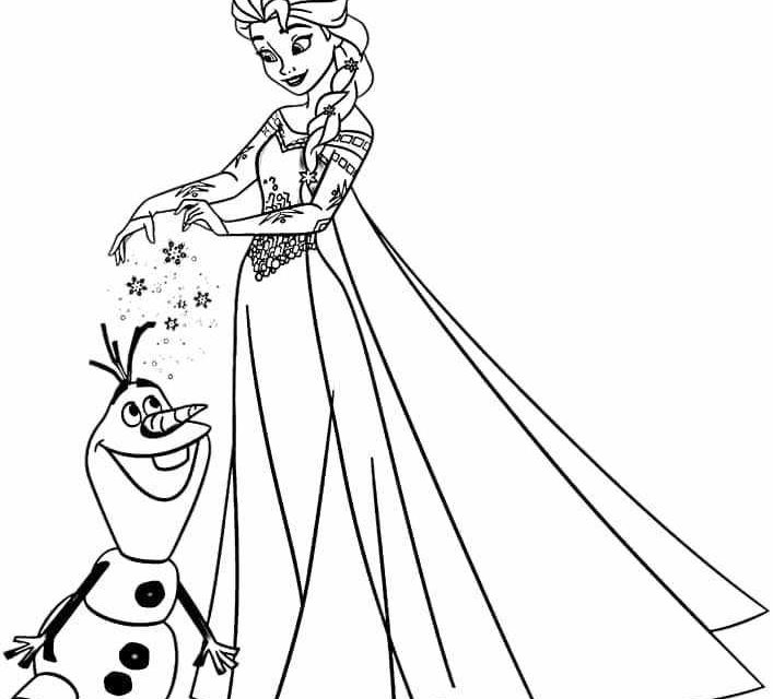 Kolorowanka dla dzieci Elsa i Olaf