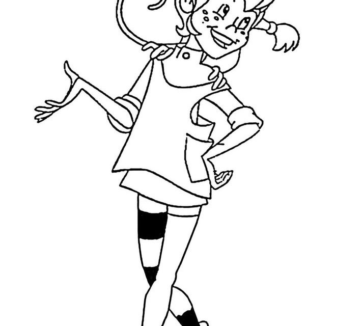 Kolorowanka dla dzieci Pippi Pończoszanka z małpą