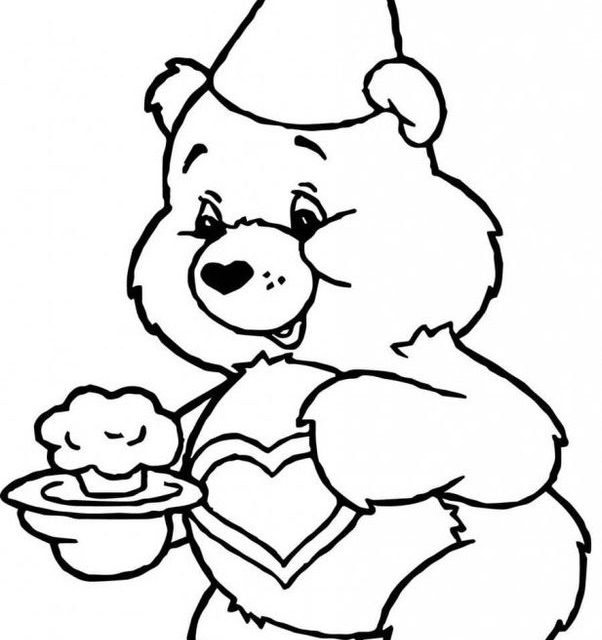 Kolorowanka na urodziny Troskliwy Miś