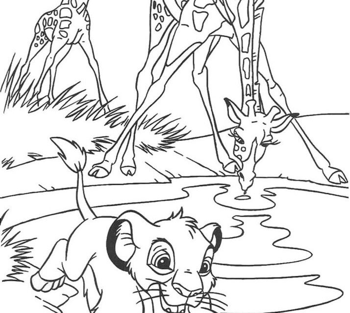 Król Lew i żyrafy kolorowanka PDF do druku