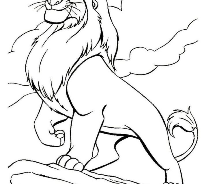 Król Lew na skale kolorowanka dla dzieci