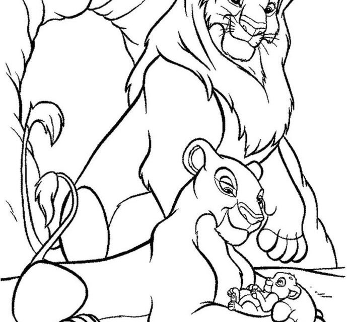 Król Lew z rodziną malowanka do druku