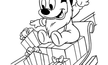 Myszka Miki na sankach szablon do kolorowania
