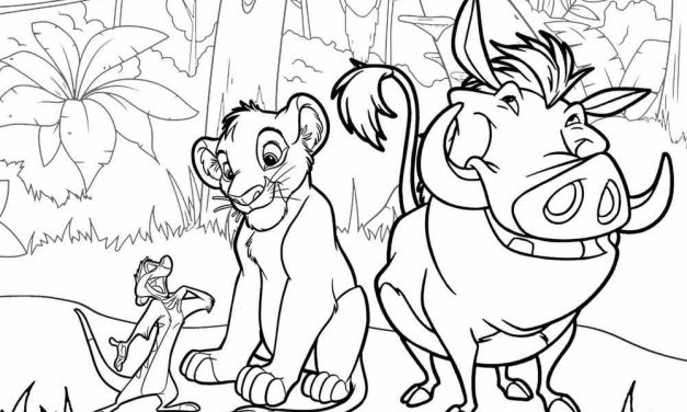 Obrazek do kolorowania Simba, Timon i Pumba dla dzieci