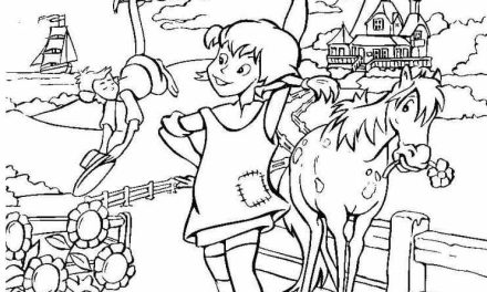 Pippi Pończoszanka z małpą i koniem kolorowanka dla przedszkolaków