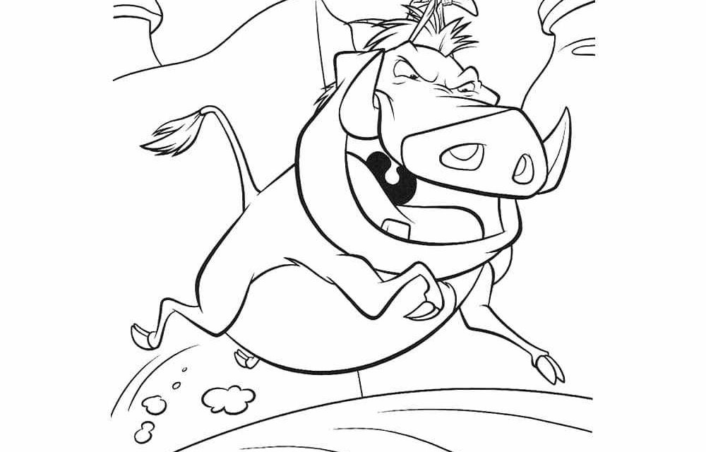 Pumba biegnie z Timonem na plecach kolorowanka