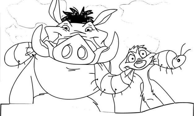 Pumba i Timon jedzą robaka kolorowanka dla przedszkolaków