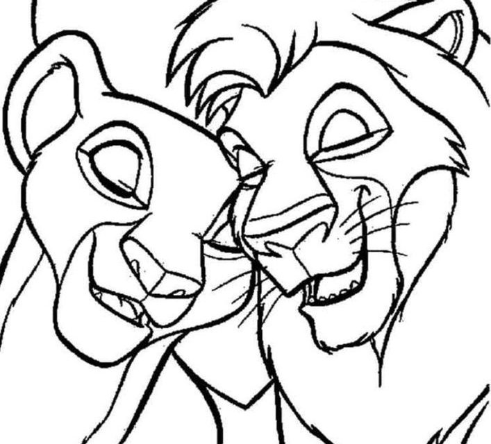 Simba i Nala kartka na Walentynki do druku