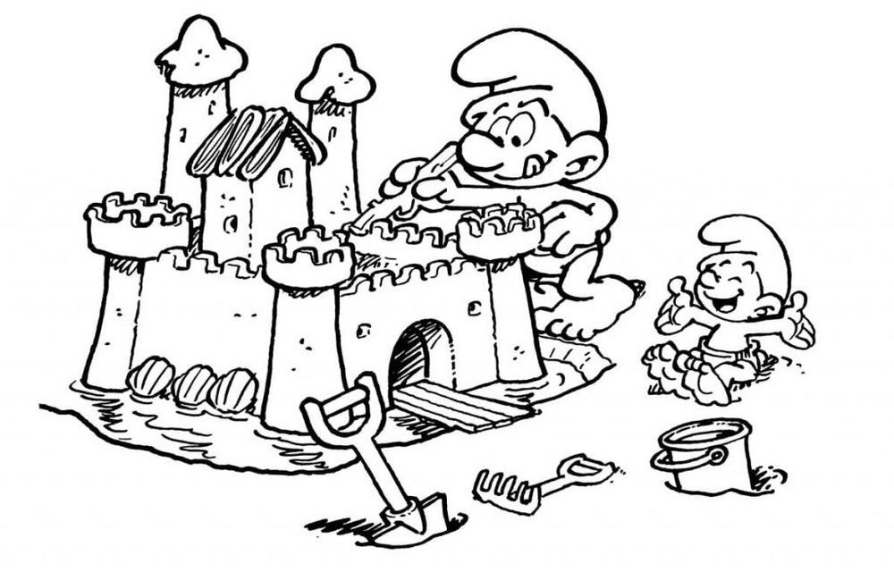 Smerfy na plaży malowanka pdf