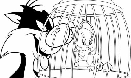 Tweety w klatce i kot Sylwester malowanka