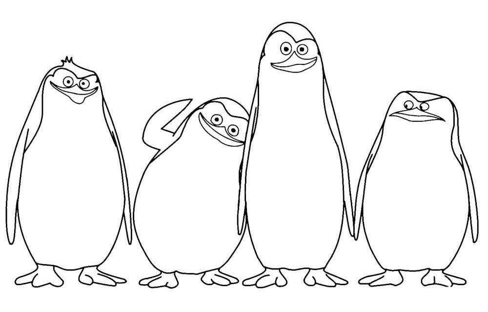 Urocze Pingwiny z Madagaskaru  malowanka do druku