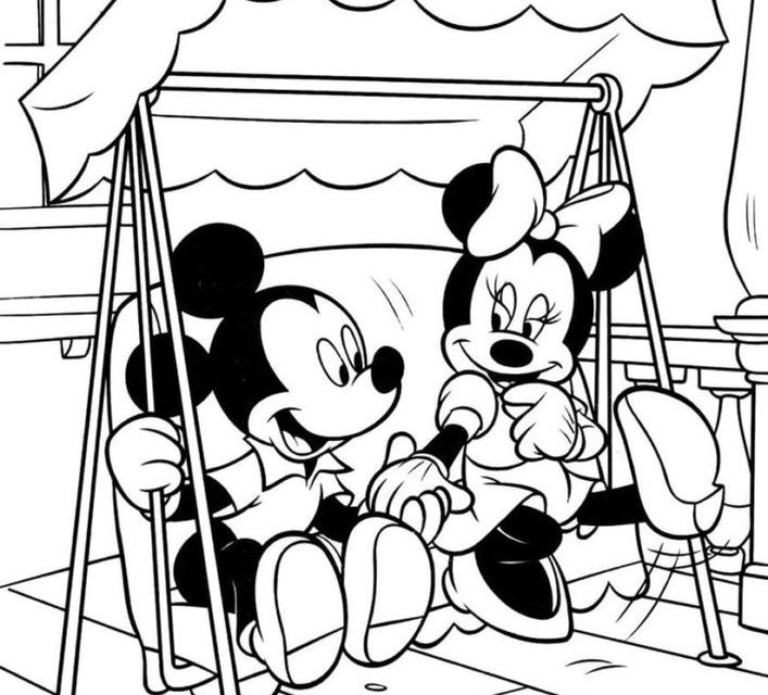 Zakochani Miki i Minnie kolorowanka na Walentynki
