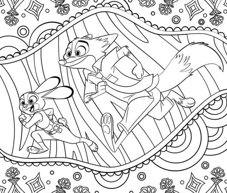 Zootopia kolorowanka dla dorosłych do druku