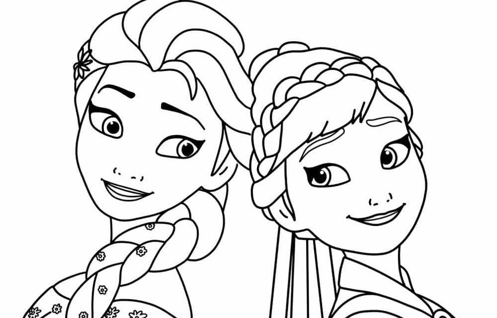 Twarze Elsy i Anny z bajki Frozen kolorowanka PDF